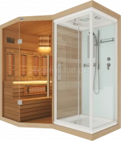 Двухместная угловая комбинированная сауна Luxury из кедра с Душевой кабиной