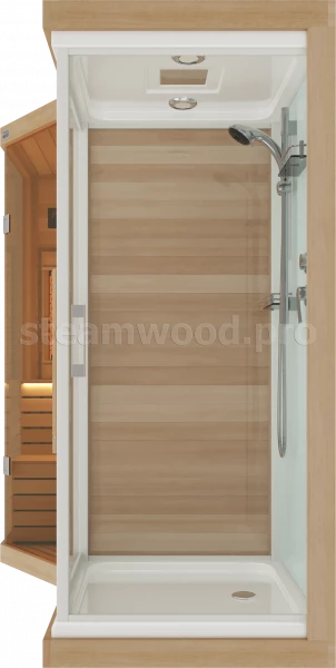 Двухместная угловая комбинированная сауна Luxury из кедра с Душевой кабиной