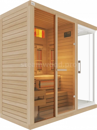 Двухместная комбинированная сауна Comfort из кедра с Душевой кабиной