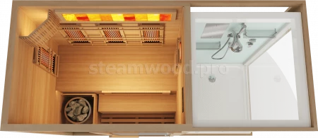 Двухместная комбинированная сауна Comfort из кедра с Душевой кабиной